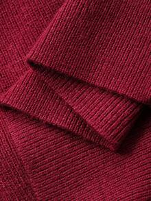 FRIFUL Suéter casual versátil de mujer de cuello redondo sólido rojo, de manga larga con hombros descubiertos, 2 en 1 con cuello de chal, decoración de rhinestones, ajustado y delgado, para otoño/invierno - Rojo - Ver 7
