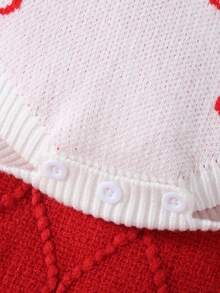 SHEIN Baby Mädchen/Jungen Weihnachts-Strickpullover, Langarm-Bodysuit, bequem für Herbst/Winter, süßes Zuckerstangen-Muster, geeignet für Feiertage, Weihnachten, Reisen, Partys - Verschiedenfarbig - Übersicht 5