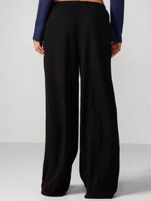 MISSGUIDED Wide Leg High Waisted Palazzo Pants With Drawstring Waist For Casual Comfort - Black - View 2