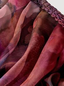 SHEIN MOD Váy ngắn organza nhún bèo họa tiết hoa dành cho nữ - Nhiều màu - Xem 4