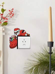 Zazumi Pegatina de interruptor de Navidad Decoración de pared de Papá Noel para cubierta de toma de corriente Decoración festiva del hogar - Multicolor - Ver 5