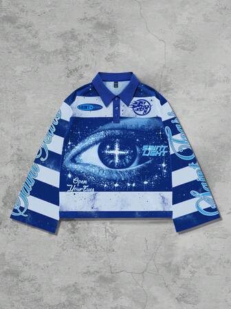 Street Life Herren gestreiftes Polokragen Langarm T-Shirt, Lässig Poloshirt