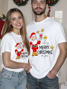 Manfinity Homme T-shirt à manches courtes imprimé de Noël pour hommes grande taille