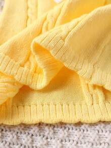 SHEIN 新生女婴针织毛衣裙配裤子两件套，黄色/浅黄色，舒适秋冬装，时尚蝴蝶结装饰，适合日常穿着、居家、外出、旅行、育儿 - 彩色 - 查看 8