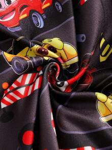 Infant/Toddler Boys' Snug Fit Soft Ribbed Knit Full Zip Front Cartoon Car Trim Cuffs & Ankles Long Pants Romper - Red - View 6