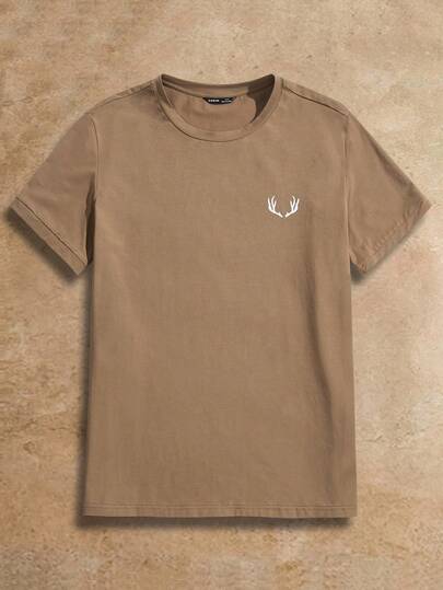 تيشيرت قطن رجالي بياقة دائرية وطباعة جرافيكية، أكمام قصيرة، هدية للصديق، للعمل، الصيف