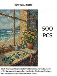 1000/500/300 片成人拼图，海滨花卉风景，改善情绪和记忆力，增强思维和灵活性，适合游戏之夜，具有挑战性的拼图 - 彩色 - 查看 6