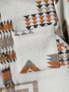 男童休闲几何图案纽扣前襟外套，秋季款 - 彩色 - 查看 8