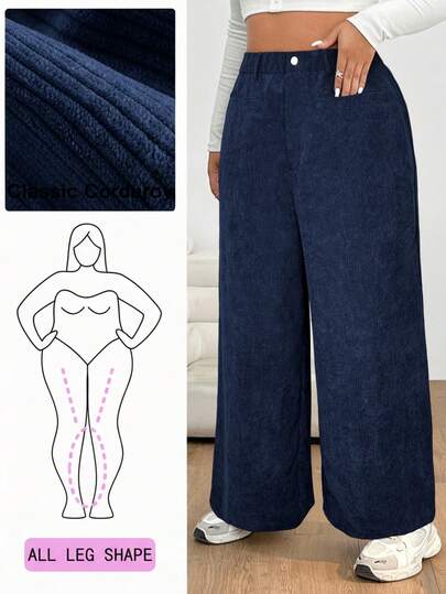 Solflare 海军蓝加大码女式休闲阔腿宽松裤