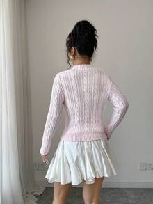 Rafferiza Women's Basic Fringe Design Sexy Sweater - Pink - View 2