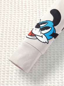 SHEIN 2 件套小男孩舒适贴身可爱卡通小狗印花圆领长袖上衣和裤子舒适柔软睡衣套装 - 彩色 - 查看 4