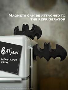 BATMAN X SHEIN 1 件 / 2 件 / 4 件 - 立体形状冰箱磁铁开启器，冰箱装饰佳品，适用于厨房和办公室白板 - 黑色 - 查看 1
