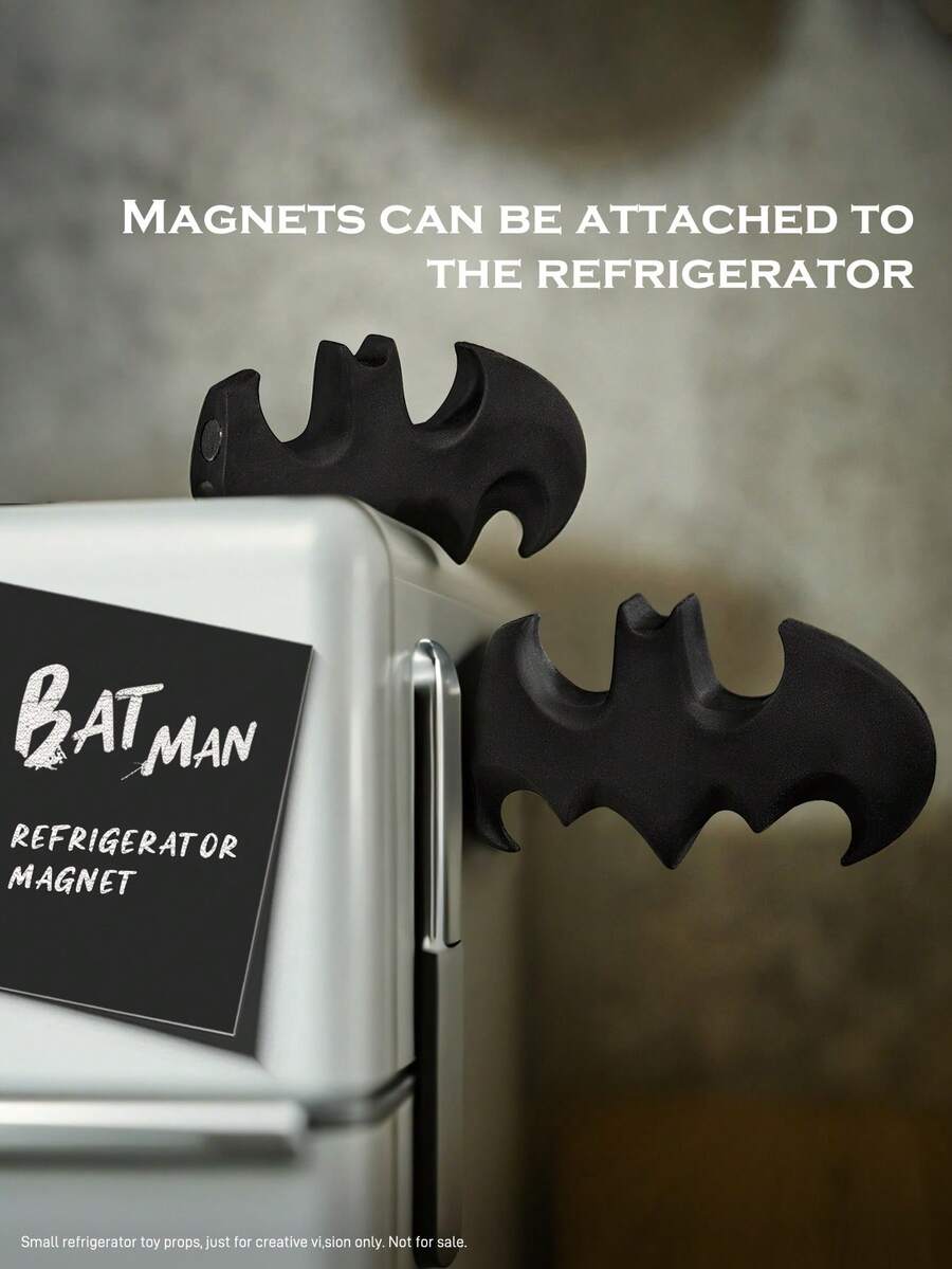 BATMAN X SHEIN 1 件 / 2 件 / 4 件 - 立体形状冰箱磁铁开启器，冰箱装饰佳品，适用于厨房和办公室白板 - 黑色 - 查看 1