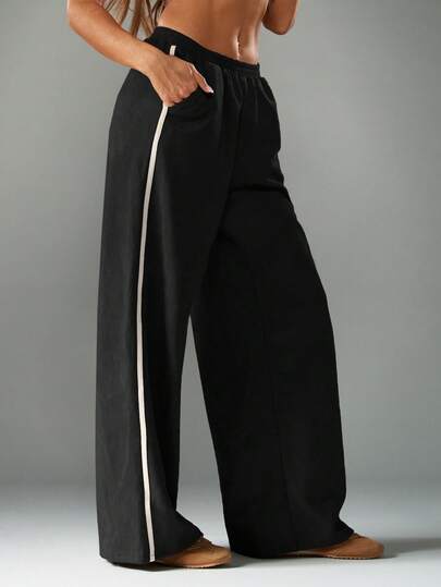 MISSGUIDED Women's Casual Jogger Pants With Contrast Side Stripe Detail And Elastic Waistband For Everyday Comfort