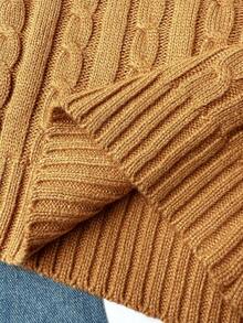 SHEIN 大码女童毛衣，饰有马匹刺绣，宽松舒适，休闲休闲版型，厚实柔软，保暖保暖，适合冬季穿着，居家、外出、度假、圣诞节、万圣节、新年派对等场合。 - 駝色 - 查看 6