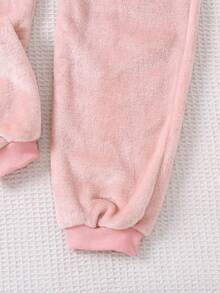 女童连帽考拉图案长袖连体裤，舒适温暖的家居服