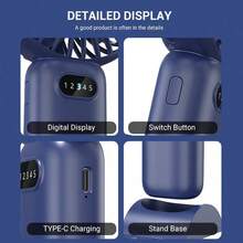 1Pc Mini Handheld USB-C Rechargeable Portable Electric Fan With Strong Airflow & Desktop Stand For Summer And For Outdoor,Sport,Travel,Kitchen,Bedroom,School,Office,And For Woman,Man,Children,Adult - Royal Blue - View 8