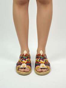 Huarache tradicional de dama – diseño abierto, comodidad y estilo mexicano - Multicolor - Ver 3