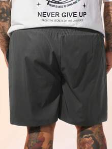 EASEVO Quần short ống đứng thường ngày họa tiết chữ cái cỡ lớn có dây rút, túi eo cho nam - Xám - Xem 7