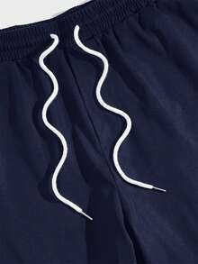 EASEVO Plus Size Woven Casual Straight Leg Shorts - Blue - View 6