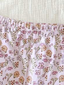 3 Stücke Baby Mädchen süßer Blümchen Langarm-Oberteil und Hose eng anliegender, bequemer Pyjama-Set