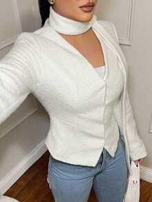 SHEIN SXY Eleganter weißer Blazer mit Gürtel - Weiss - Übersicht 6