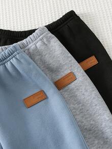 Cozy Pixies Conjunto de 3 pantalones para bebé niño con cintura elástica decorada y puños, forrados térmicamente, adecuados para salidas de invierno, uso en interiores, Navidad, Año Nuevo y uso diario