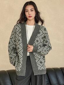 Dazy-Less Elegancki damski kardigan dzianinowy, swobodny szary sweter na jesień/zimę - Szary - Zobacz 9