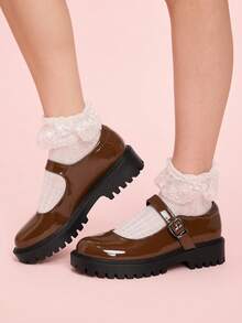 CUCCOO DOLLMOD Damen Loafer mit dicker Sohle, süß & elegant, weich & bequem, Lässig & minimalistisch, süß & preppy Stil, geeignet für Dates, Partys, Nachmittagstee, Ballettschuhe - Kaffeebraun - Übersicht 4