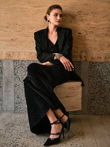 MOTF PREMIUM WOMEN'S FITTED ELEGANT KNITTED SKIRT, AUTUMN/WINTER - Black - View 8