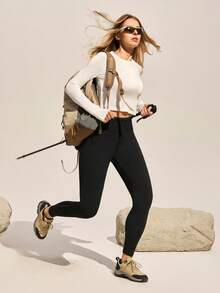 Exploreva 口袋紧身时尚运动户外紧身裤 - 黑色 - 查看 7