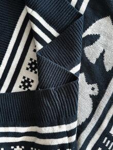 RivetRise Men's Letter & Pigeon Graphic Crew Neck Long Sleeve Casual Sweater, Autumn/Winter Graphic Sweater Men Mens Knit Sweater Pullover Sweater - Multicolor - View 7