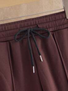 Manfinity VCAY Men's Casual Embossed Hoodie Set - Coffee Brown - View 4
