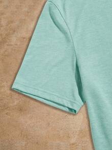 Manfinity NXTstreet Men Embroidery Coconut Tree Tee Short Sleeve Top, Fashion, Boyfriend Gift, For Going Out, Summer - Mint Green - View 3