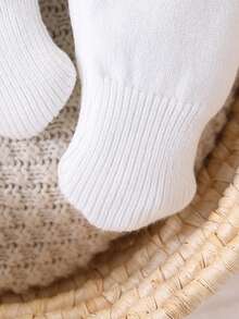 SHEIN 新生女婴针织毛衣裙配裤子两件套，黄色/浅黄色，舒适秋冬装，时尚蝴蝶结装饰，适合日常穿着、居家、外出、旅行、育儿 - 彩色 - 查看 3