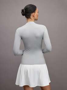 Activina Moletom Feminino Casual de Manga Longa com Zíper, Top de Golfe - Cinza - Visão 2