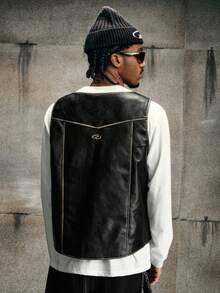 AXEPEAK Men's Fashionable Versatile Vest - Black - View 2