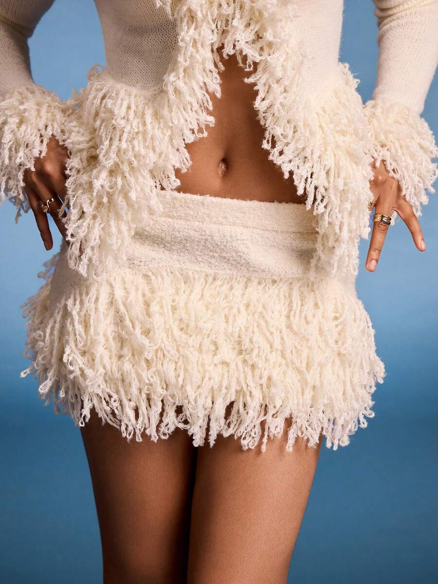 Normani Váy ngắn đan vừa vặn Chỉ dành cho kỳ nghỉ hè Kỳ nghỉ Xuân Thanh lịch Dễ thương Boho, Bohemian, Nữ cao bồi, Lễ hội, Hòa nhạc, Ibiza, Phương Tây Kem mềm Đêm thu Đi chơi Mùa thu Đông Câu lạc bộ Nashville Mùa thu Đông Halloween - Kem - Xem 1
