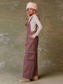 Athîral Women's Autumn Pleated Cargo Pocket Wide Leg Loose Casual Jumpsuit - Multicolor - View 2