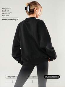 GLOWMODE Heavyweight Fleece Cool Camper Plush Soft Warm Oversized Half-Zip Pullover Sweatshirt Autumn Winter Outdoors Daily Casual Wear - Black - View 2