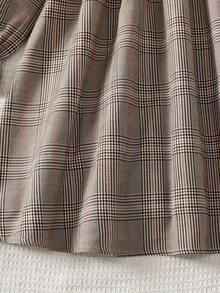 SHEIN Tween Girl Lös Avslappnad Minimalistisk Bekväm Enfärgad Patchwork Rutig Volangkrageklänning - Multifärgad - Visa 4