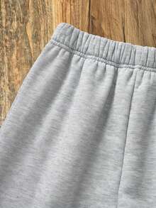 SHEIN 2件套青少年男童宽松字母图案连帽衫和运动裤套装 - 淺灰色 - 查看 5