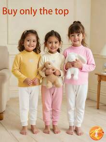 3pcs Girls Heart Pattern Long Sleeve Base Layer Underwear Set