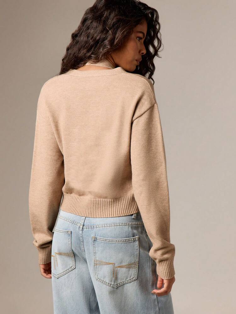 Ribbed Knit Tank Top And Cardigan Set