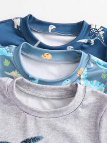 6pcs/Set Boys' Video Game & Astronaut Print Snug Fit Long Sleeve Top And Long Pants Pajama Set