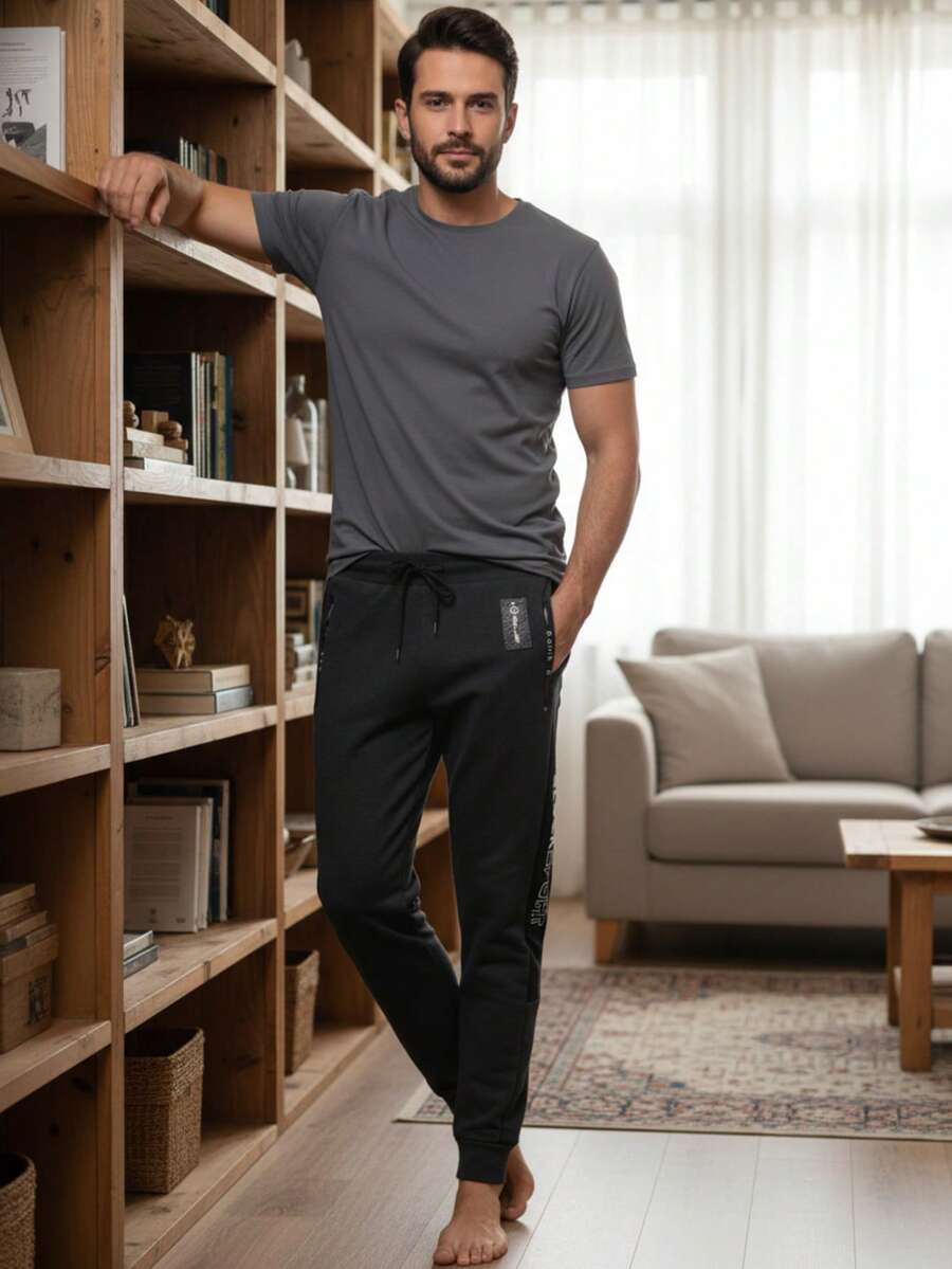 Men Loungewear Bottoms - Dark Grey - View 1