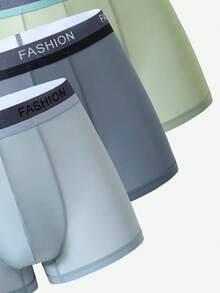 6pcs Pack Teenage Boys' Simple Fashion Gray, Light Blue, Light Green Solid Color Matching Briefs - Multicolor - View 6