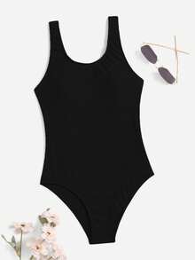 Swim Basics 素色羅紋連體泳衣