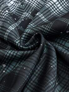 ROMWE MEN Street Life Jaqueta com Capuz Retrô Degradê Xadrez com Zíper para Homens