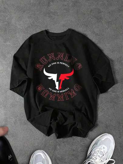 Sport MetroGents 男士简约印花圆领短袖运动T恤